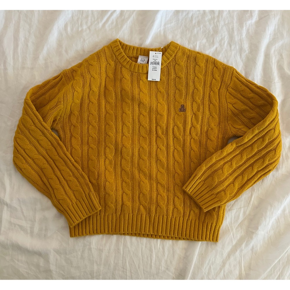 NWT Gap Kids CashSoft Cable Knit Sweater Yellow Crewneck Size 6 Years